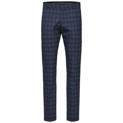 Selected Homme Slim Logan Navy Check Trousers