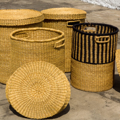 Vasketøjskurv 3-i-1 m/låg Natur/sort